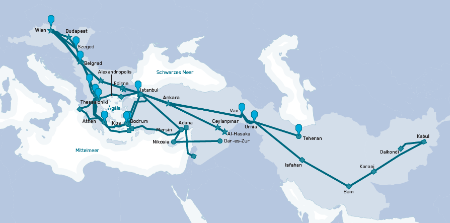 Reiserouten nach Europa